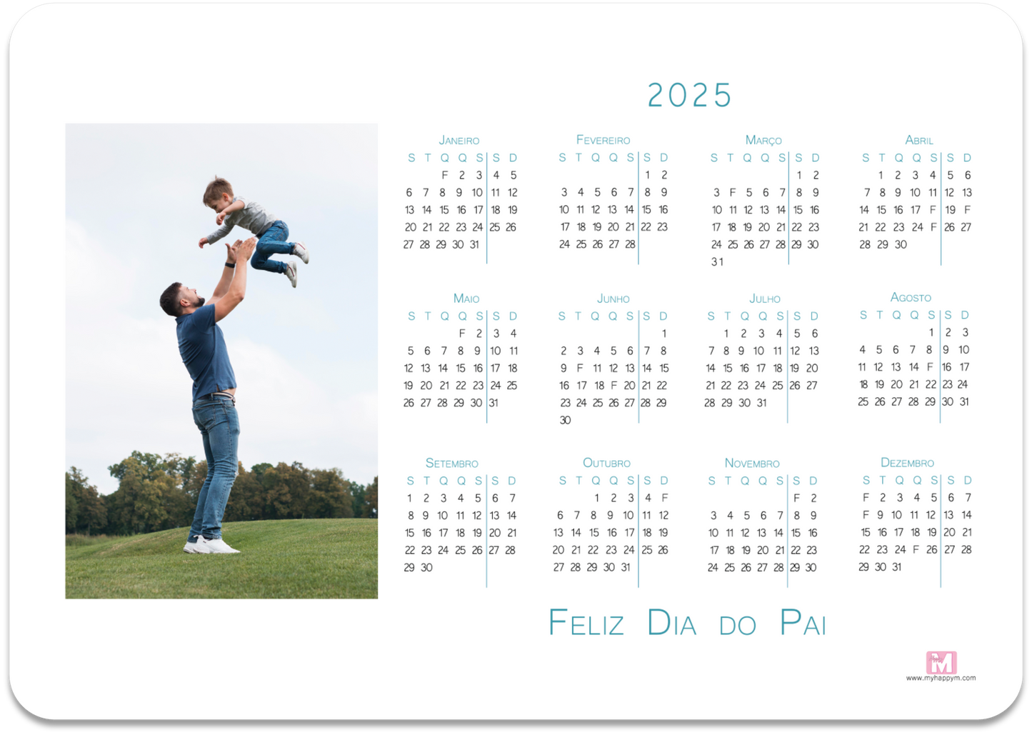 Feliz Dia do Pai - Calendário íman 2025