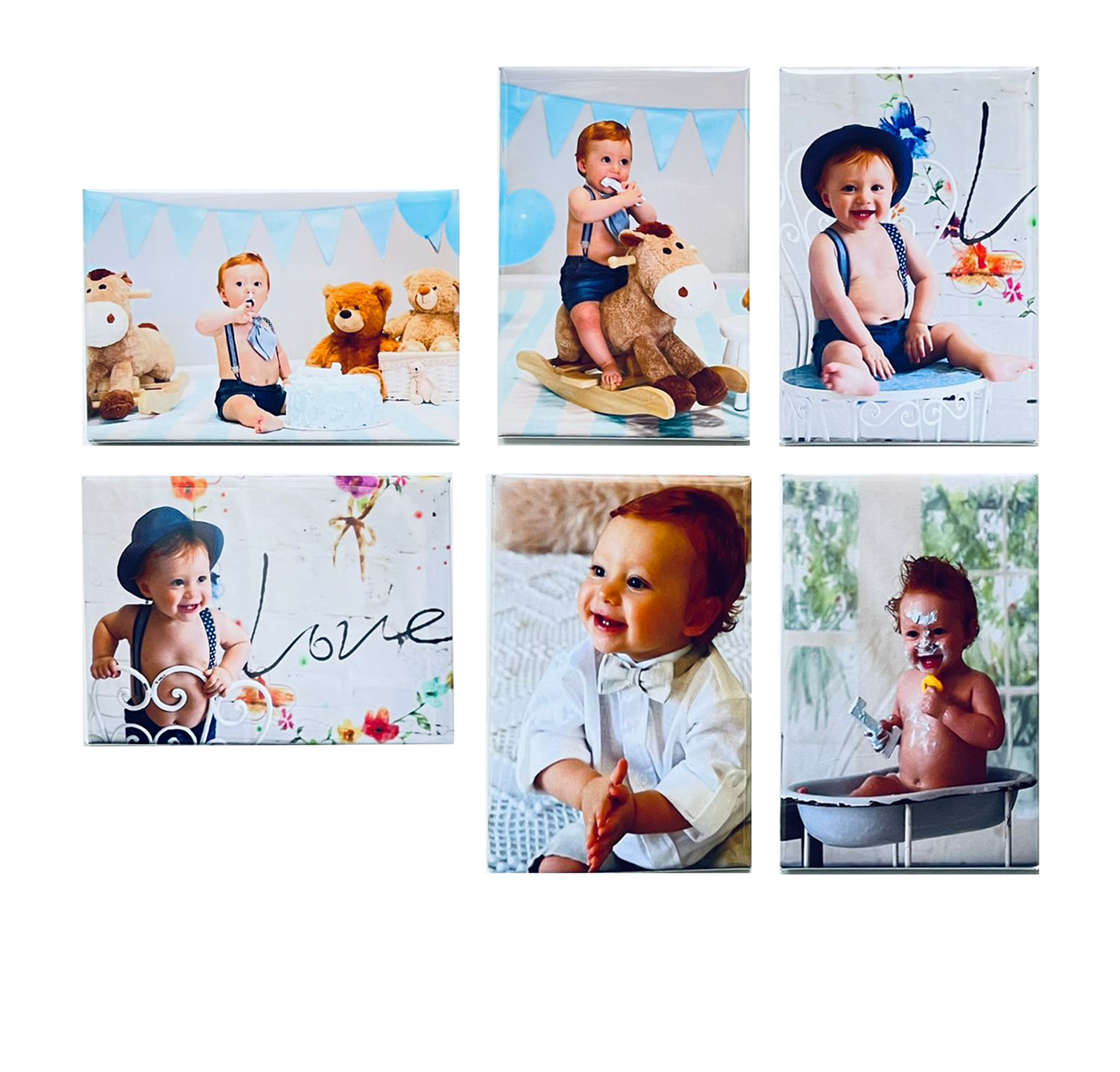 Pack de 6, com fotos da sessão de 1 ano