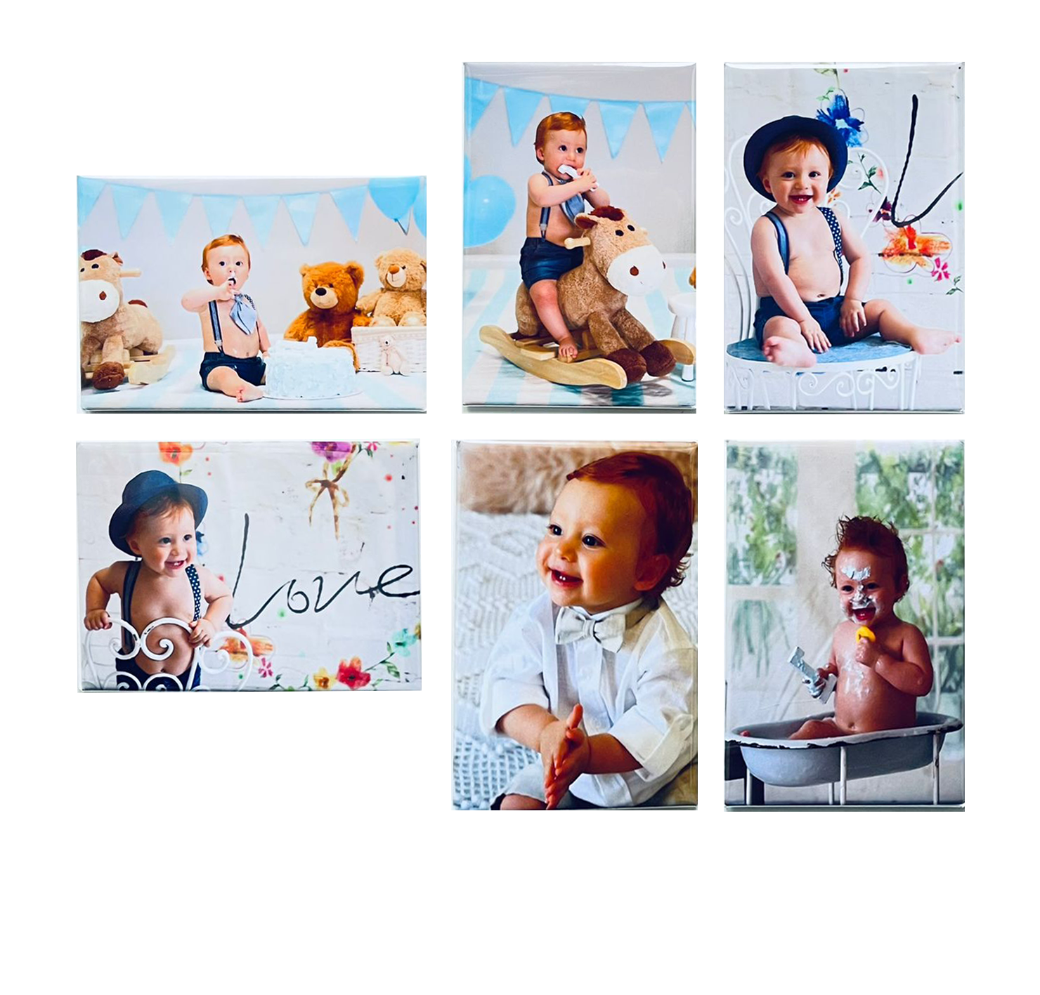 Pack de 6, com fotos da sessão de 1 ano